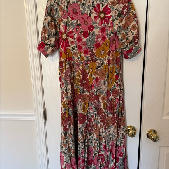 NATURAL LIFE Pink and Brown Floral Maxi Dress - Picture 2 of 3